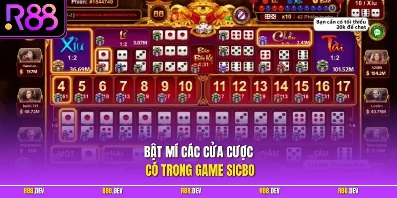 Bật mí các cửa cược có trong game Sicbo